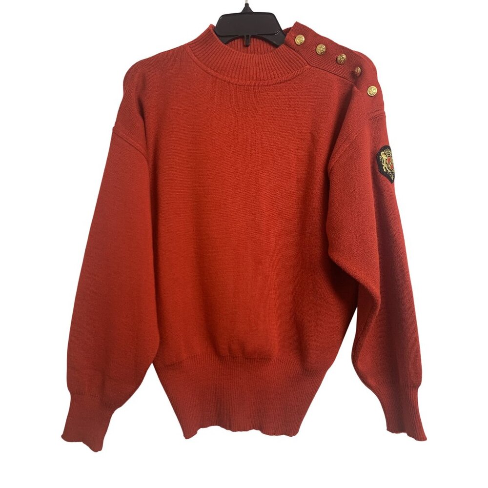 Vintage Meister Wool Knit Gold Button Sweater Size‎ L